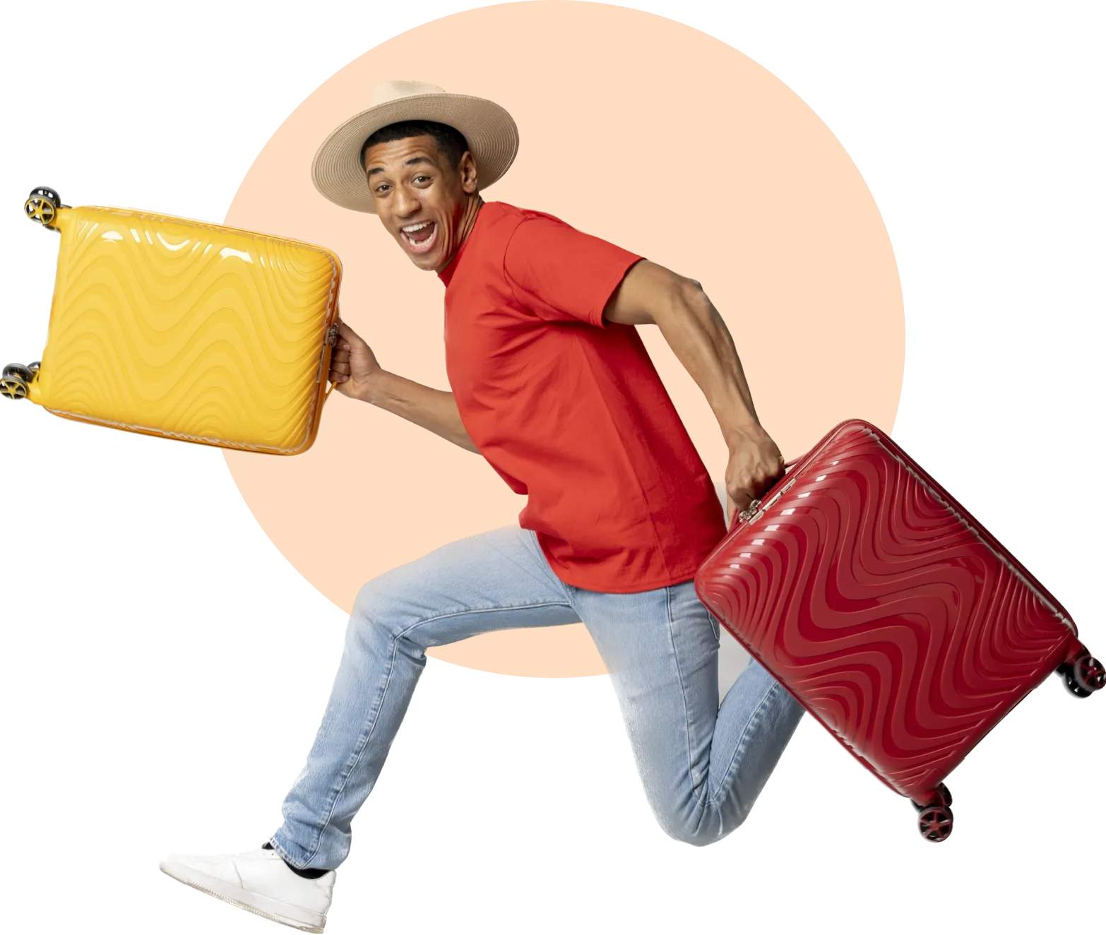 Young man with suitcases